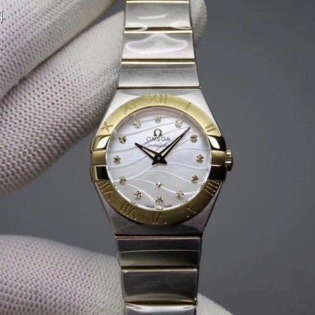 Replica Omega Constellation Quartz 27MM 123.20.27.60.55.008 Noob Stainless Steel & Yellow Gold Mother Of Pearl Dial Swiss Quartz
