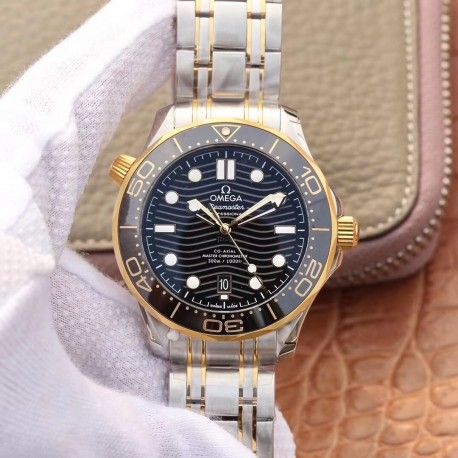 Replica Omega Seamaster Diver 300M 210.20.42.20.01.002 VS Stainless Steel & Yellow Gold Black Dial Swiss 8800
