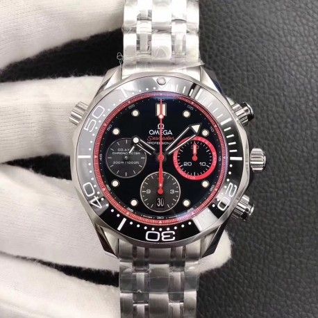 Replica Omega Seamaster Diver 300M Chronograph 44MM ETNZ 212.32.44.50.01.001 Noob Stainless Steel Black Dial Swiss 7750