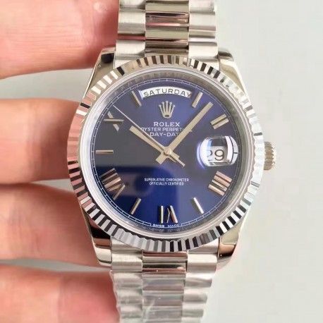 Replica Rolex Day-Date 40 228239 Noob Stainless Steel Blue Dial Swiss 3255