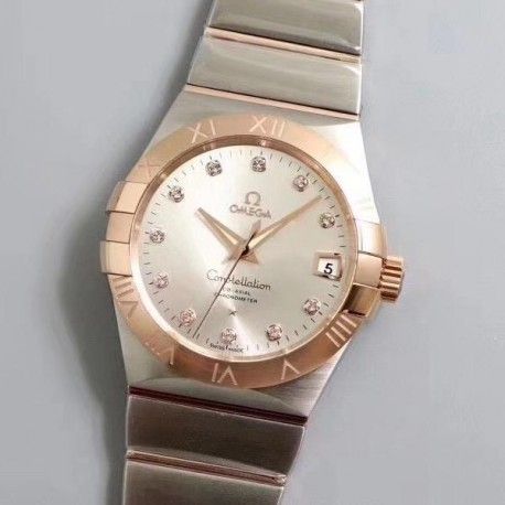 Replica Omega Constellation 123.20.38.21.52.001 38MM VS Stainless Steel & Rose Gold Rhodium Dial Swiss 8500