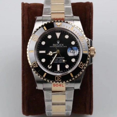 Replica Rolex Submariner Date 116613LN GM 18K Yellow Gold Wrapped & Stainless Steel 904L Black Dial Swiss 3135