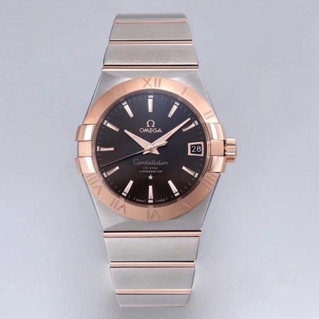 Replica Omega Constellation 123.20.38.21.13.001 38MM VS Stainless Steel & Rose Gold Chocolate Dial Swiss 8500
