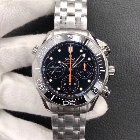 Replica Omega Seamaster Diver 300M Co-Axial Chronograph 44MM 212.32.44.50.01.001 Noob Stainless Steel Black Dial Swiss 7750