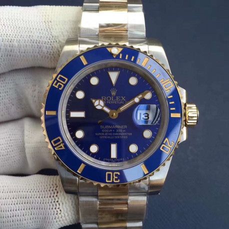 Replica Rolex Submariner Date 116613LB Noob V8 24K Yellow Gold Wrapped & Stainless Steel Blue Dial Swiss 3135