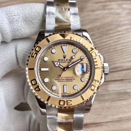 Replica Rolex Yacht-Master 40 116623 GM Stainless Steel & 18K Yellow Gold Wrapped Champagne Dial Swiss 2836-2