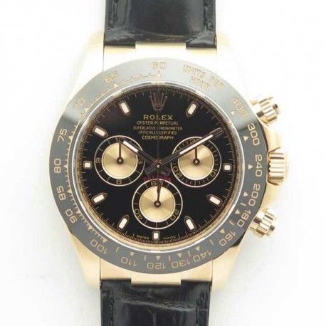 Replica Rolex Daytona Cosmograph 116515LN Noob Rose Gold Black Dial Swiss 4130 Run 6@SEC