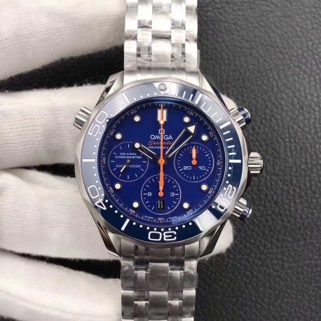 Replica Omega Seamaster Diver 300M Chronograph 212.30.44.50.03.001 Noob Stainless Steel Blue Dial Swiss 7750
