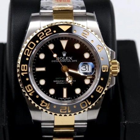 Replica Rolex GMT-Master II 116713LN GM V2 18K Yellow Gold Wrapped & 904L Stainless Steel Black Dial Swiss 3186