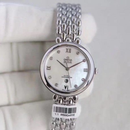 Replica Omega De Ville Dewdrop 424.50.33.20.05.002 XF Stainless Steel Mother Of Pearl Dial Swiss 8520