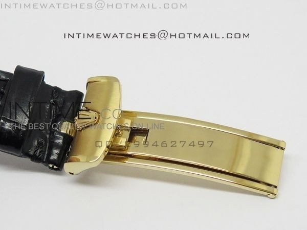 DayDate YG 36mm Slier Gray Dial Diamond Bezel On Leather Strap