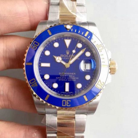 Replica Rolex Submariner Date 116613LB 2018 Noob V8 24K Yellow Gold Wrapped & Stainless Steel Blue Dial Swiss 3135
