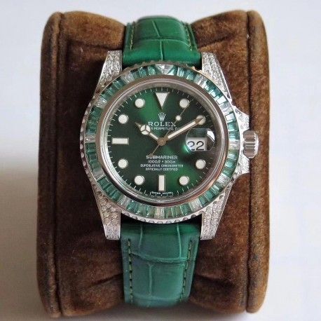Replica Rolex Submariner Date 116610LV Noob V9 Stainless Steel 904L & Diamonds Green Dial Swiss 2836-2