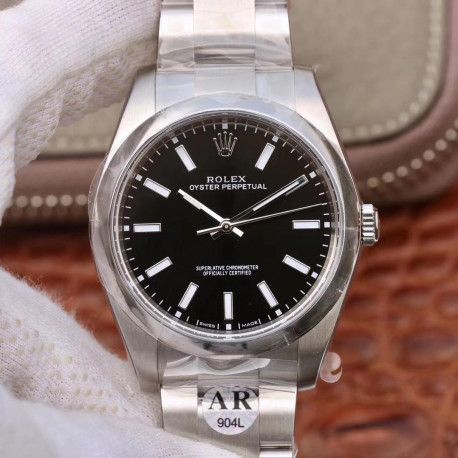 Replica Rolex Oyster Perpetual 39 114300 AR Stainless Steel 904L Black Dial Swiss 3132