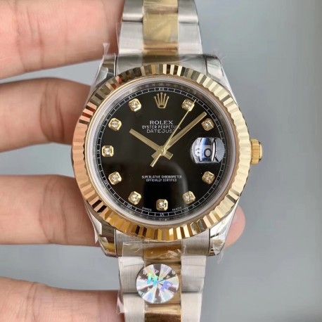 Replica Rolex Datejust II 41MM 126333 WF Stainless Steel 904L & 18K Yellow Gold Wrapped Black Dial Swiss 3135