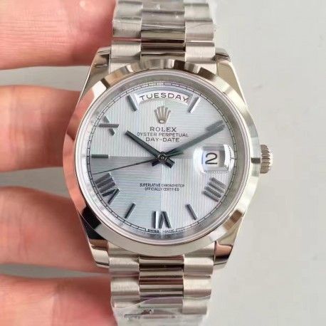 Replica Rolex Day-Date 40 228206 40MM Noob Stainless Steel Ice Blue Quadrant Dial Swiss 3255